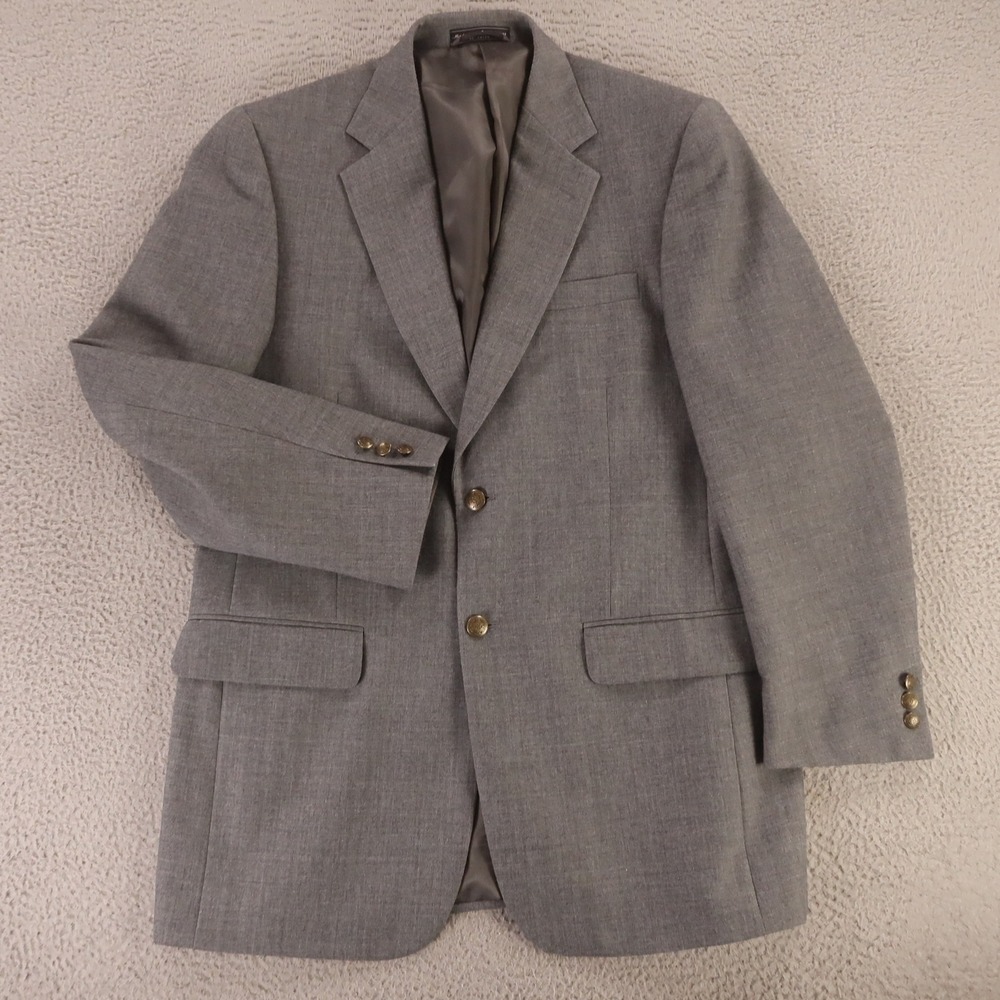 VINTAGE Hopsack Jacket M Gray Heather Polyester Wool Blazer Cross & Windsor 40L